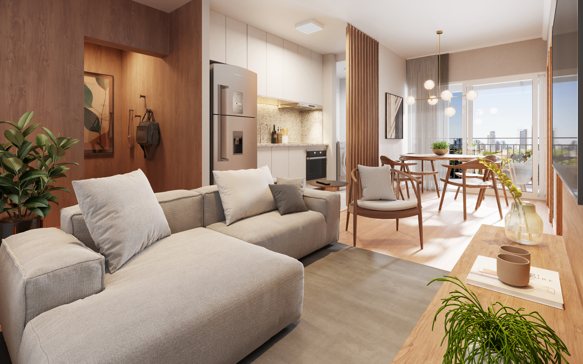 Interior contemporâneo do Residencial Jardim Roma